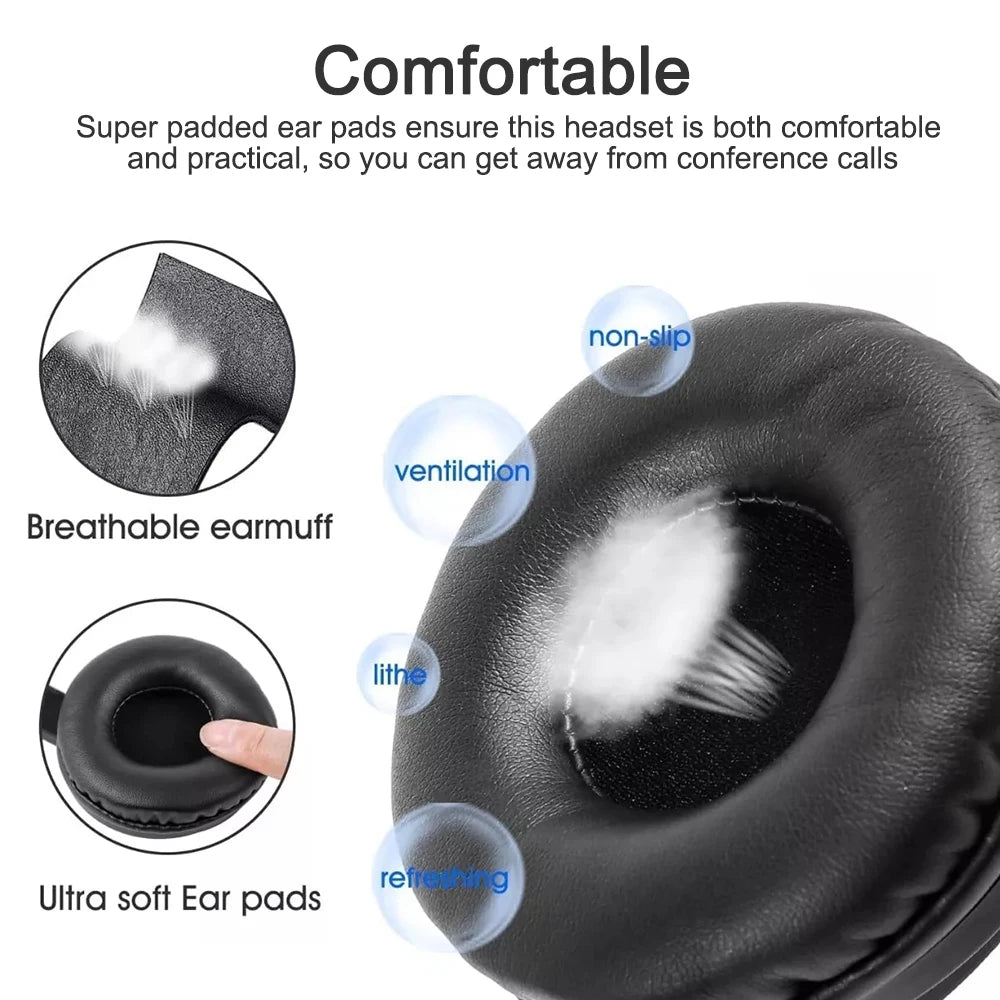 Wired USB Headset Call Center Headphones with Microphone Noise Cancelling Over Gaming Over-Ear Headsets for Computer PC Laptop