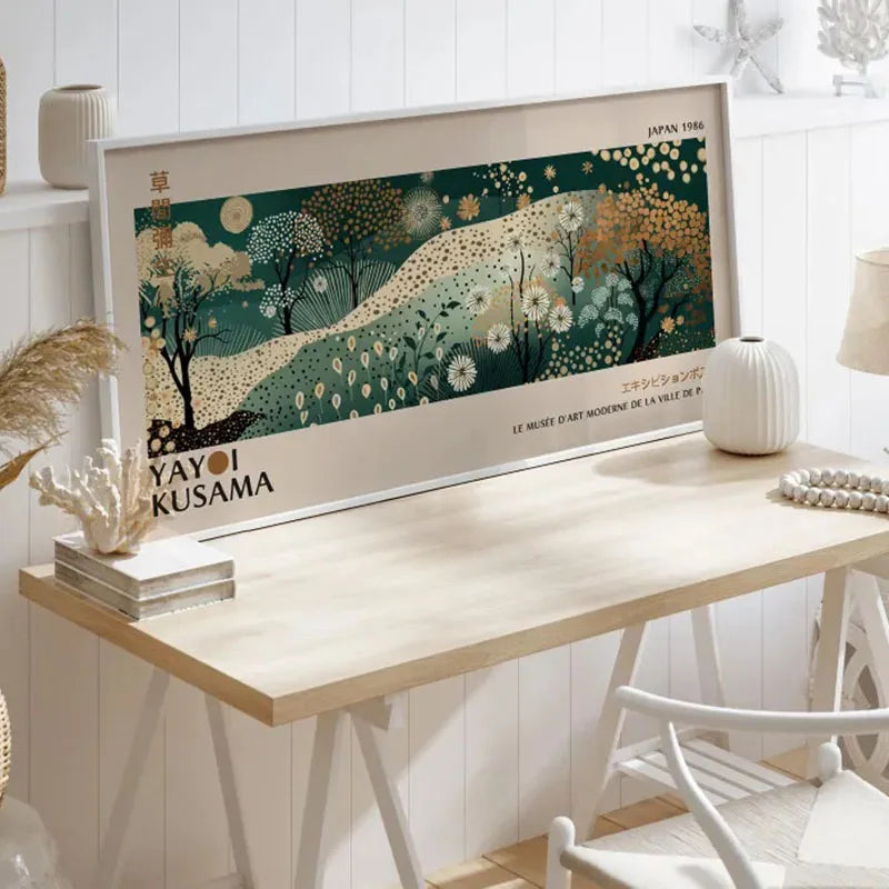 Yayoi Kusama Art Print, Yayoi Kusama Exhibition, Japanese Gallery Wall Art, Kusama Poster, Yayoi Kusama Abstract Green Poster