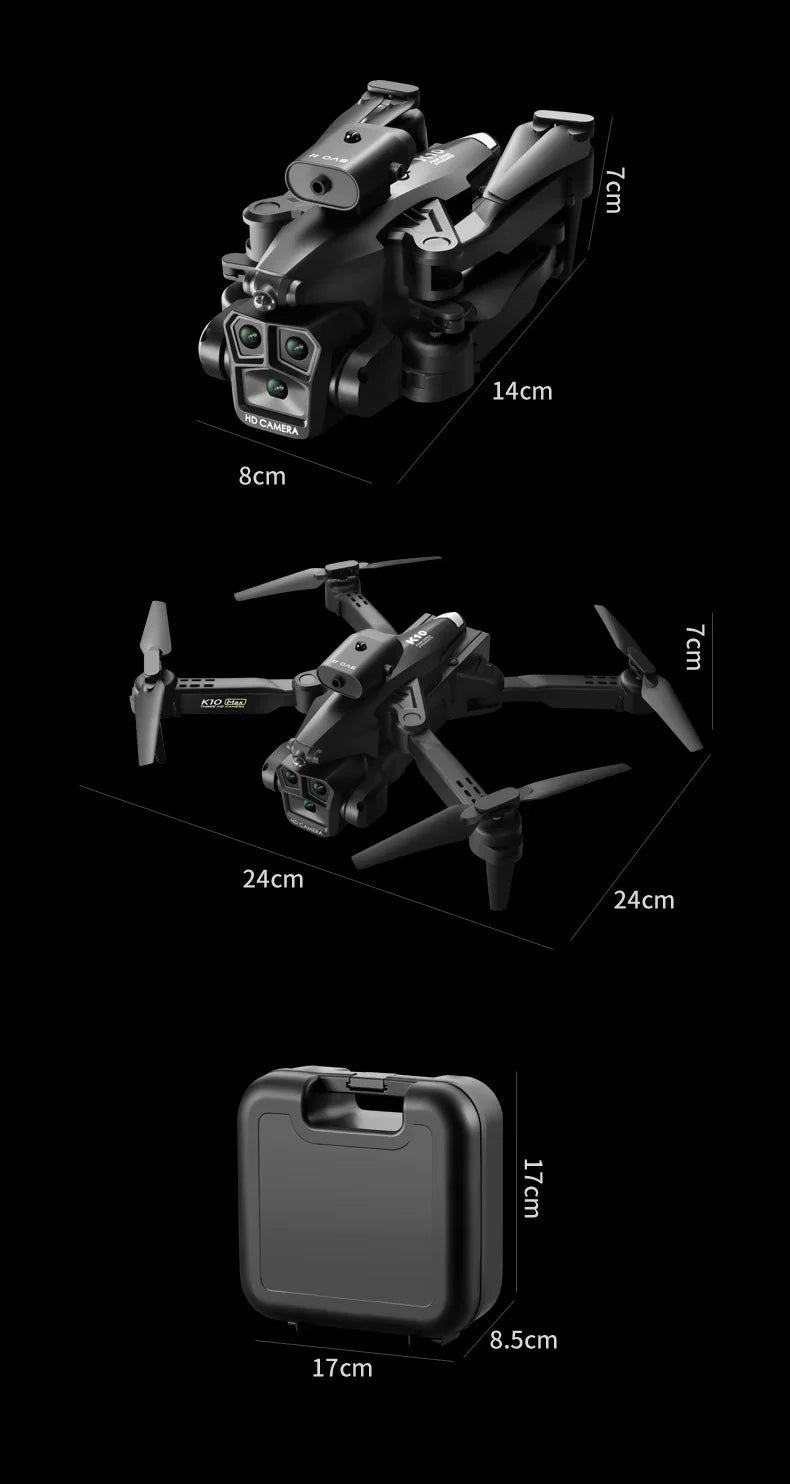 K10 Max RC Drone HD 4K Plane 3 Camera Helicopter Obstacle Avoidance Wifi FPV Quadcopter Optical Flow Aircraft Helicopter Kid Toy