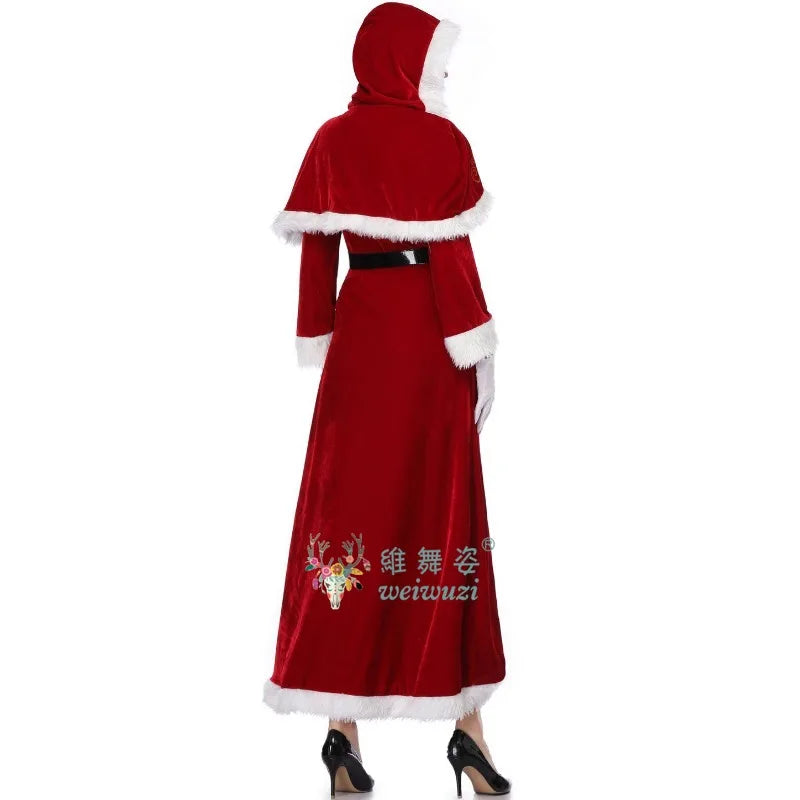 Christmas Costume Deluxe Suit Adult Women Cosplay Costume Santa Claus Funny Xmas Outfit New Year Party Fancy Clothing Premium