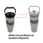 1pc Vacuum Tumbler with Lid Stainless Steel Portable Water Bottle with Dazzling Handle Insulated Tumbler Tote Handle 20/30OZ