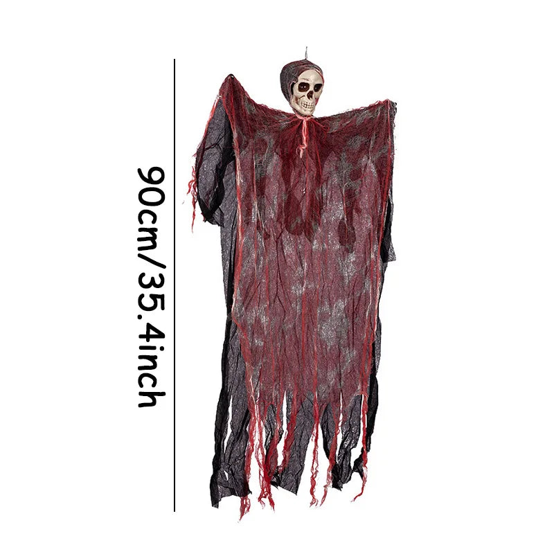 1Set Halloween Decorative Hanging Ghost Skull Skeleton Gauze Haunted Home Party Horror Props Hanger House Yard Party Hanging