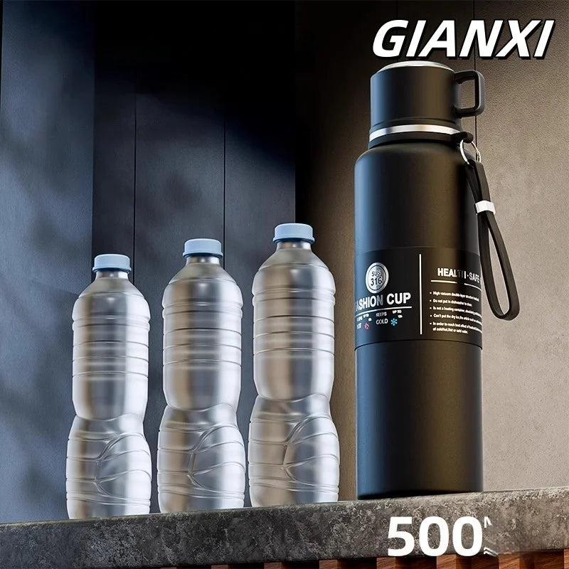 GIANXI Thermos Portable Stainless Steel Thermal Mug Tumbler Vacuum Flasks Cold And Hot And Ice Thermal Water Bottle Car Tea Cup