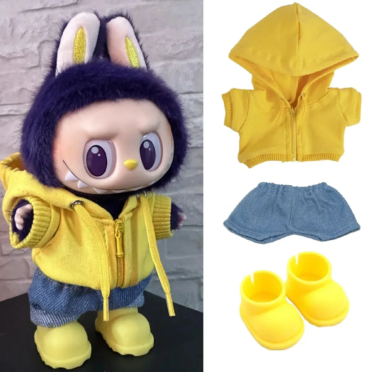 For 15cm 17cm Labubu Bjd Roupas Caixa Cega De Café V1 V2 V3 Roupas De Trabalho Substituição Moda Retro Delicado Terno Brinquedo