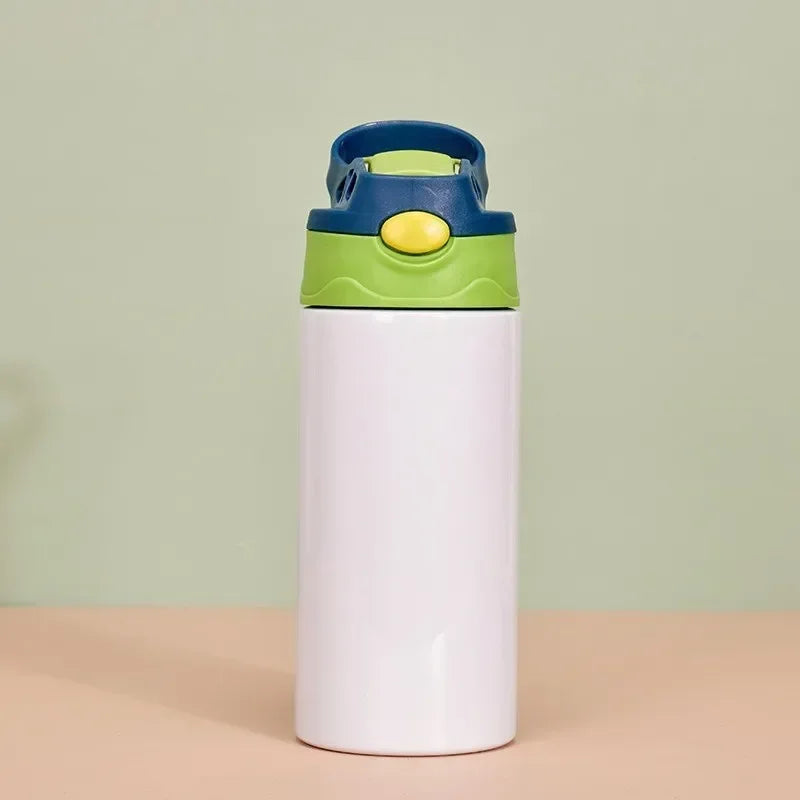 350ml Sublimation Straight Sippy Cup Flip Top Kids Bottle Stainless Steel Double Wall Water Tumbler with Straw Sippy Bottle