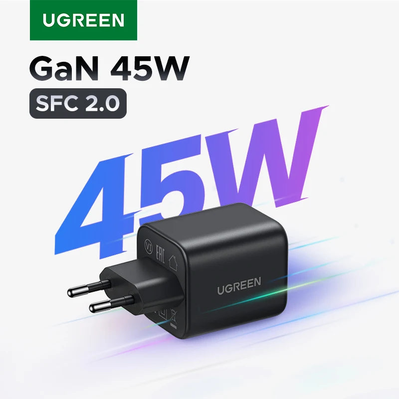 UGREEN 45W GaN Charger PD3.0 PPS QC3.0 Quick Charge For Samsung S25 S24 Ultra iPhone 17 16 15 Pro Max iPad Tablet Fast Charger