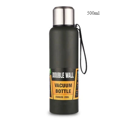 500/700/1000/1500ml Stainless Steel Thermos Flask Metal Drinkware Portable Vacuum Insulated Coffee Bottle with Rope and Cup