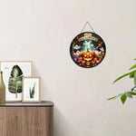 2D Retro Halloween Pumpkin Circular Wooden Sign, Suitable for Home, Caf É, Bar, Porch, Yard, Party, Holiday Decoration, Gifts