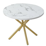 Modern Luxury Dining Table Imitation Marble Effect Household Round Dining Table Simple Cafe Tables Home Furniture 100CM