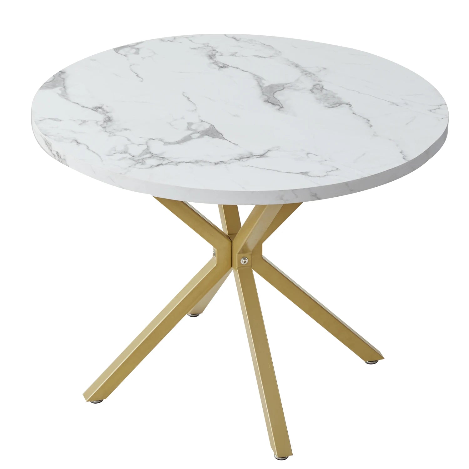 Modern Luxury Dining Table Imitation Marble Effect Household Round Dining Table Simple Cafe Tables Home Furniture 100CM