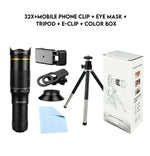 32x Professional Telescope Monocular HD Zoom Phone Lens Camera Telephoto With Tripod Metal Telescope For Tourism Camping