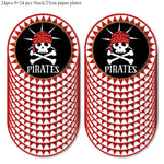 Red Black Pirate Nautical Theme Party Decorations Tableware Set for Halloween Christmas Birthday Events