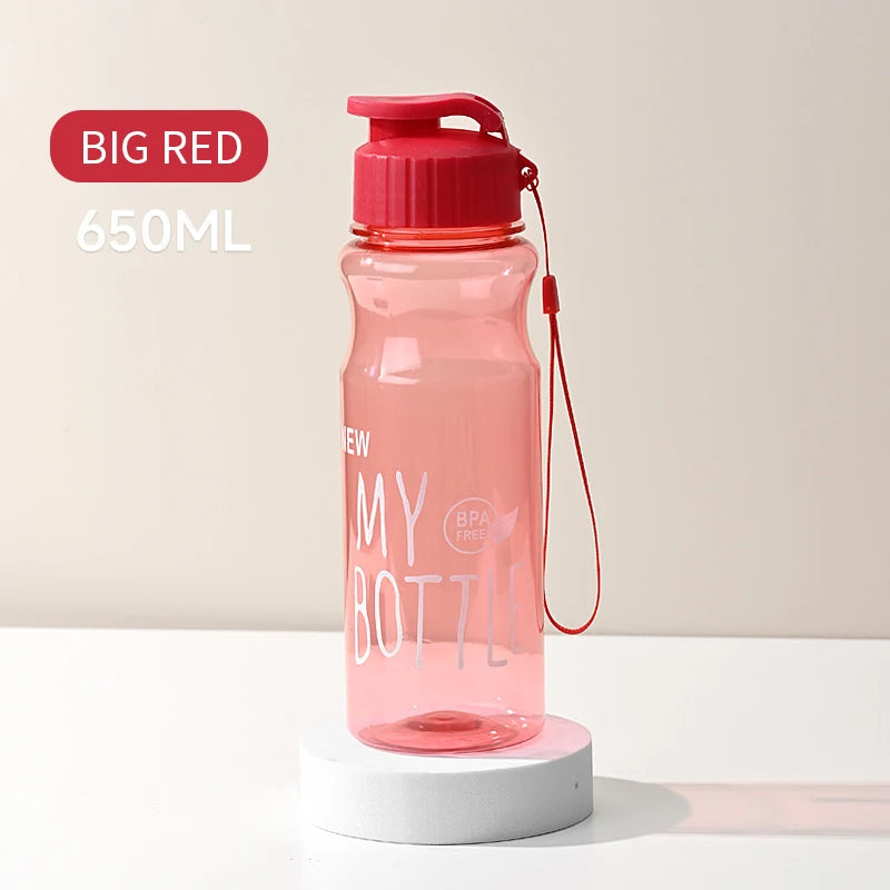 Transparent Water Bottle Portable Sport Cup for Drinking Kitchen Tools 650ML Water Bottle For School Gym Travel Girl Boy