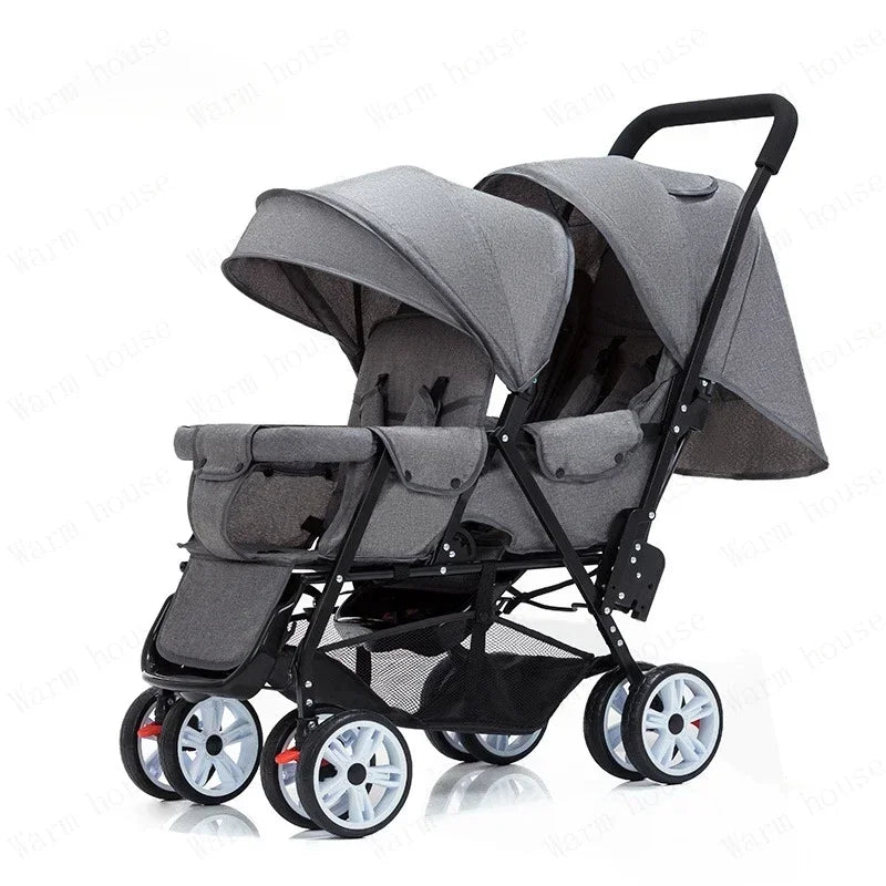 EU STOCK Twin strollers Double kids two seats strollers foldable carriage wholesale baby stroller Front and rear seats