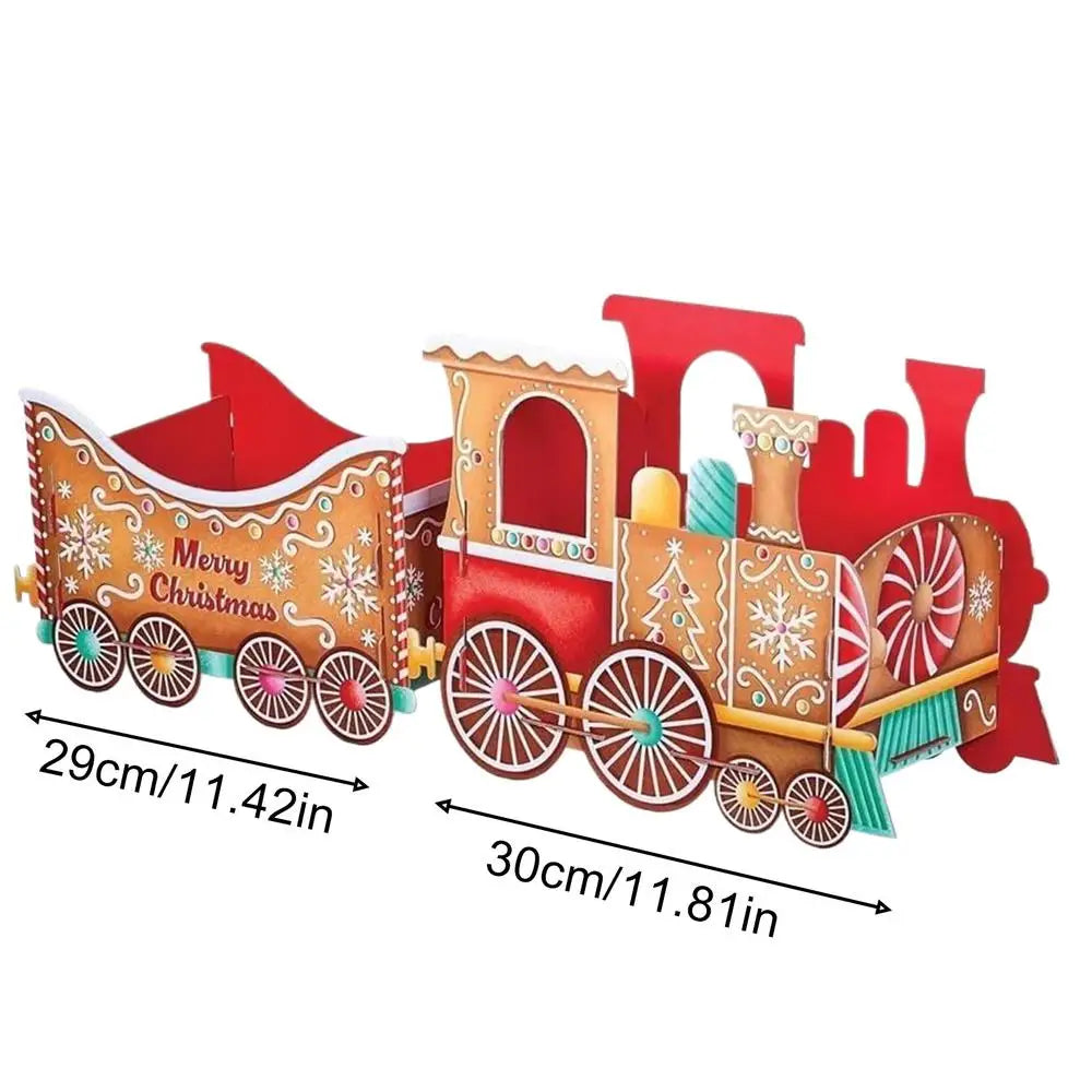 Santa Train Box  Christmas Gift Train Decoration Festive Christmas Train Santa Gingerbread Gift Boxes For Presents Candy