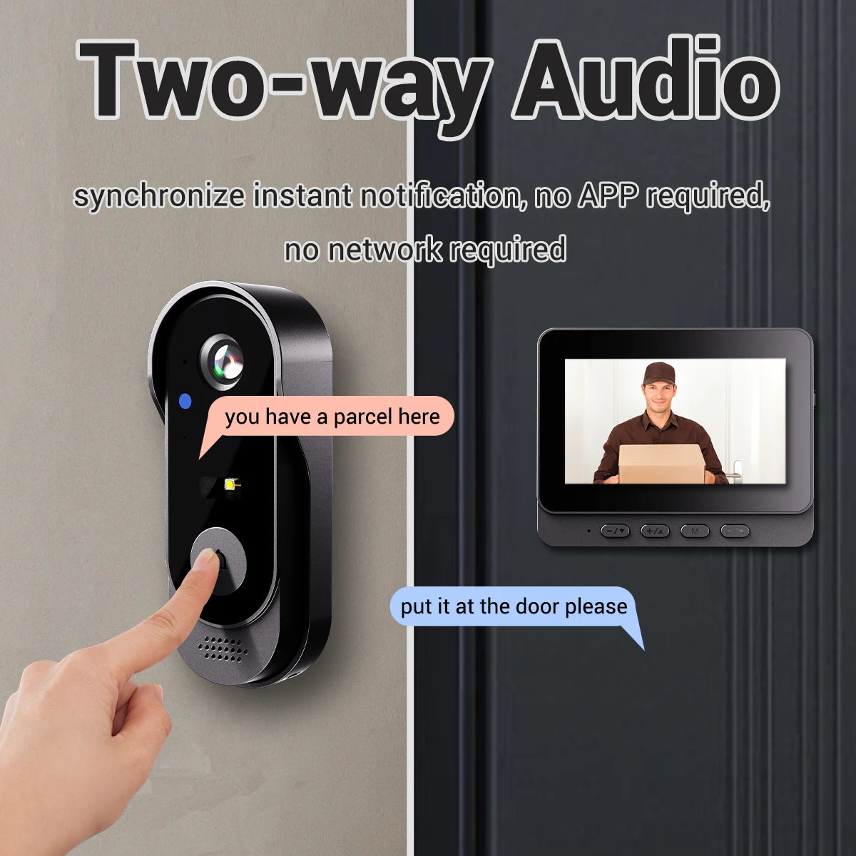Smart Video Doorbell Outdoor Waterproof Intercom Doorbell Infrared Night Vision Audio Real-Time Monitoring Security Camera