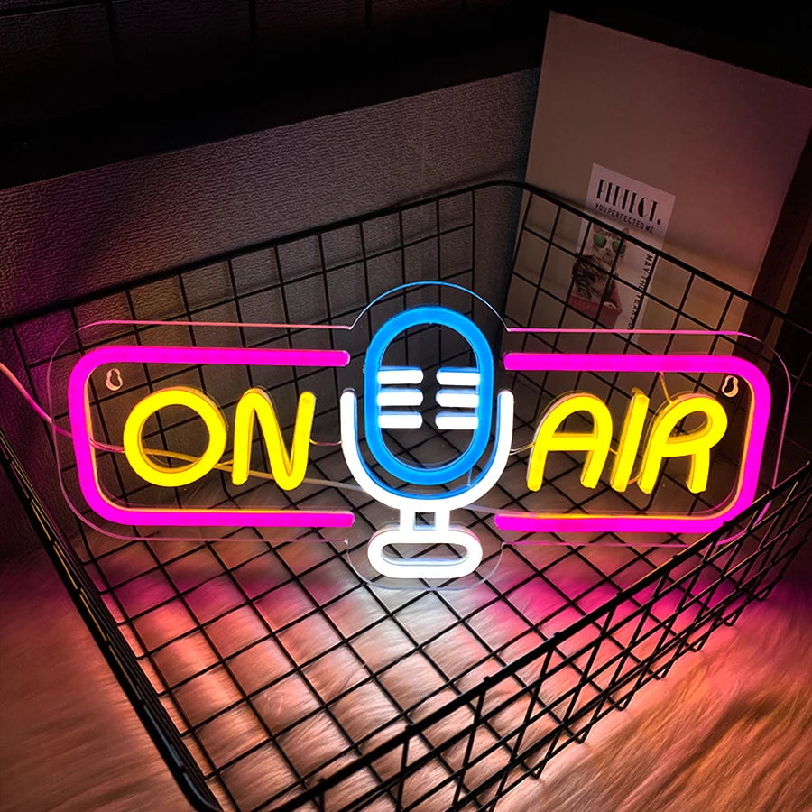 On Air Neon Sign For Wall Decor,Led Neon Light For Game Room,Broadcasting Room,Live Room,Bedroom Decor, Music Studio,USB Powered