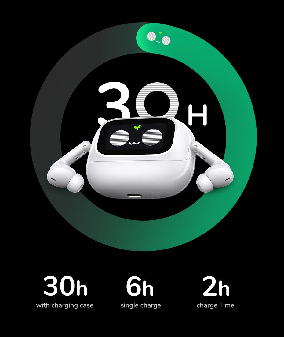 UGREEN LCD Full Color Smart Screen Wireless TWS Bluetooth Earphones Earbuds 52dB Active Noise Cancelling ANC In Ear Headphones