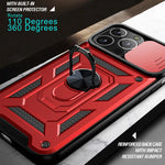 For iPhone 16 17 15 14 13 12 11 Pro Max Mini Plus Air Military Grade Bumpers Ring Cover Slide Camera Lens Protector Armor Case