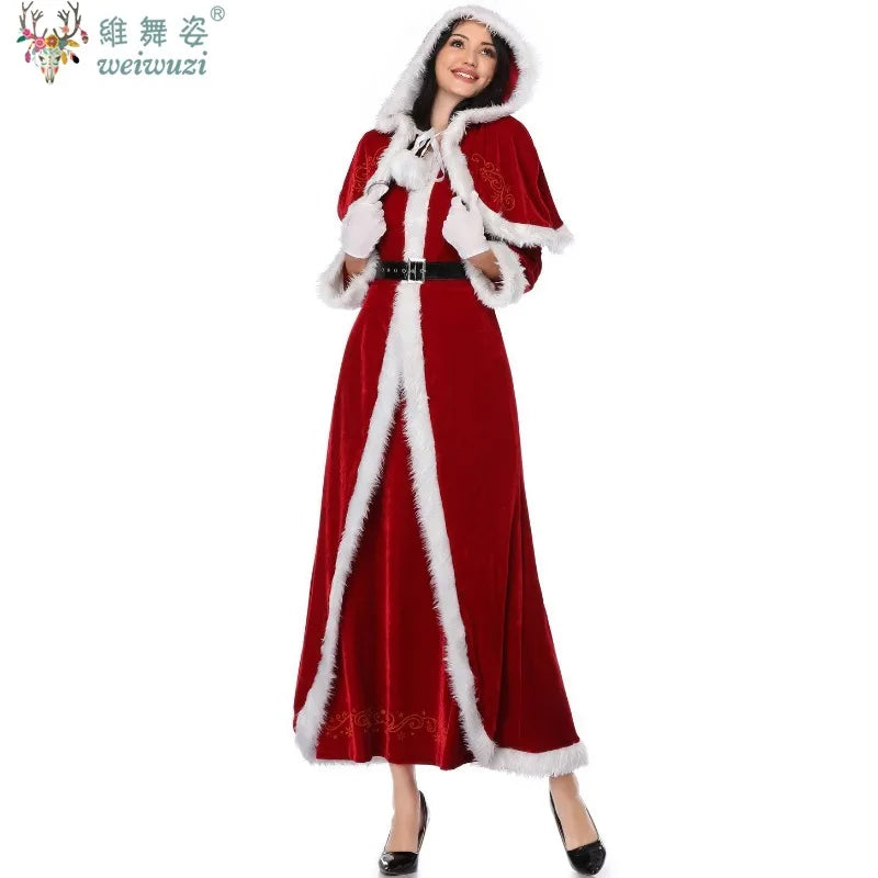 Christmas Costume Deluxe Suit Adult Women Cosplay Costume Santa Claus Funny Xmas Outfit New Year Party Fancy Clothing Premium