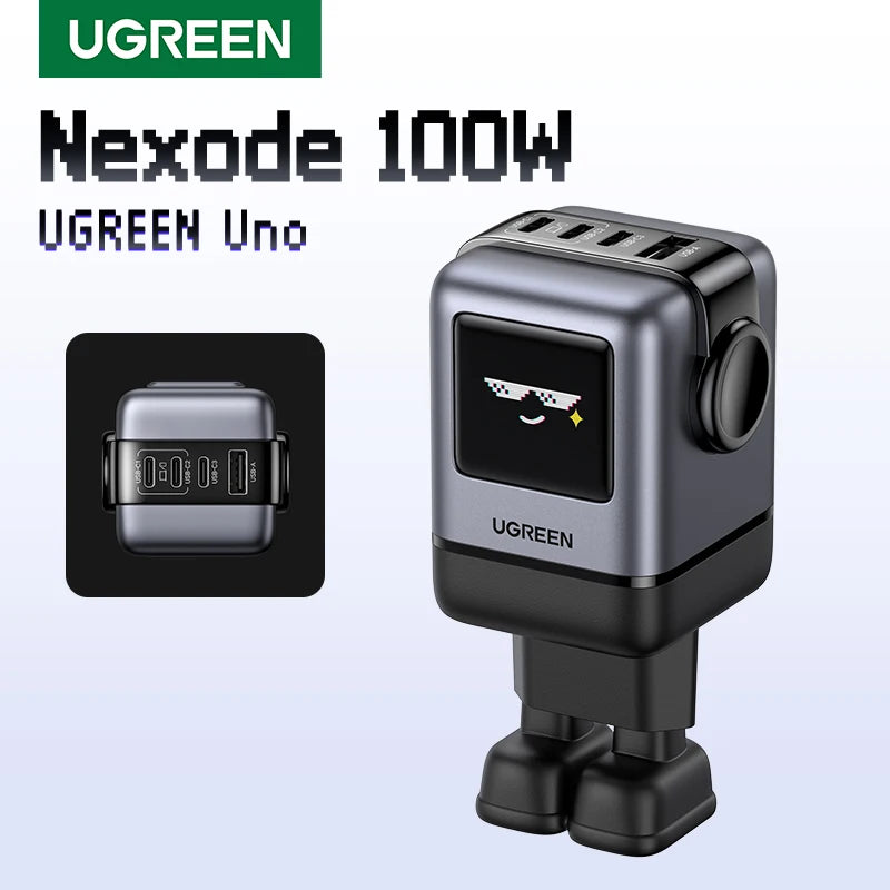 UGREEN Uno 100W GaN Charger Robot Design QC4.0 3.0 PPS PD 3.0 Fast Charger for iPhone 17 16 15 Pro Macbook Air Laptops Tablets