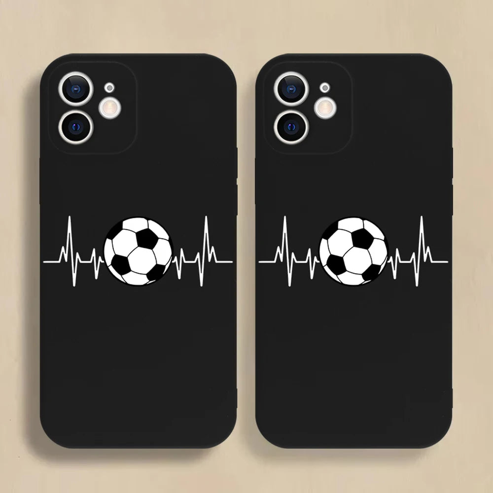 Funny Football Graphic Phone Case For iPhone 16 15 14 13 12 11 Pro Max Mini X XS SE4 7 8 Plus 16E Shockproof Silicone Soft Cover