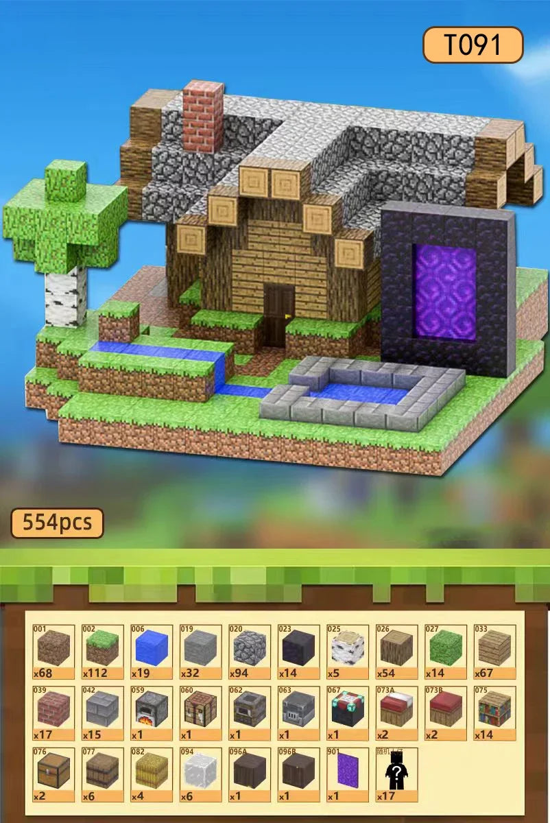 Magnetic Building Blocks Mine World Magnet Cube Set for Boy Girl Kid Age 3+ DIY Model Children STEM Educational Sensory Toy