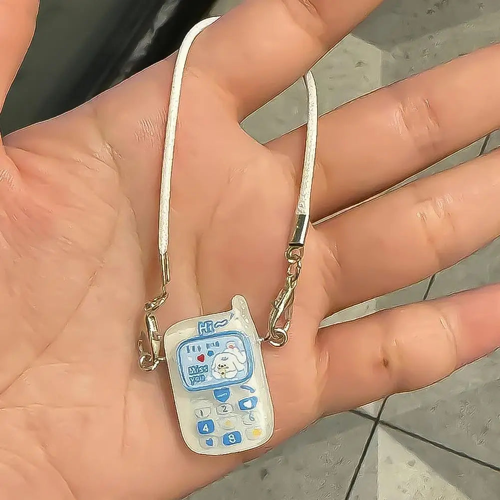 Dollhouse Mini Pendant Model Cartoon Cute Little Mini Mobile Phone Ornament for 15-17cm labubu Cartoon Pendant Sweet Couple Gift