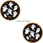 Halloween Disposable Party Tableware Set Pumpkin Witch Paper Plate Cup Napkins Tablecloth Kids Favor Happy Halloween Party Decor
