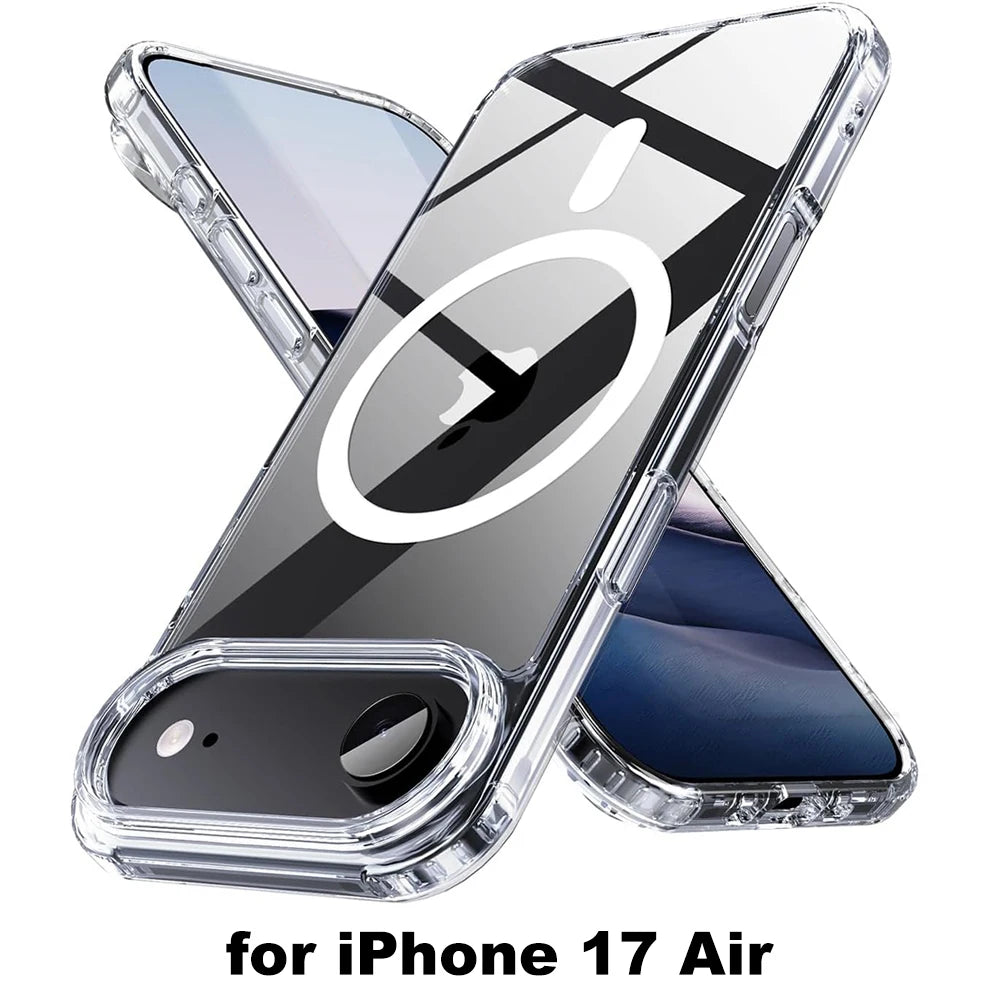 Magnetic Magsafe Wireless Charging Case For iPhone 17 Pro Max iPhone17 Air Clear Hybrid Hard Cover Soft Shell For iPhone17ProMax