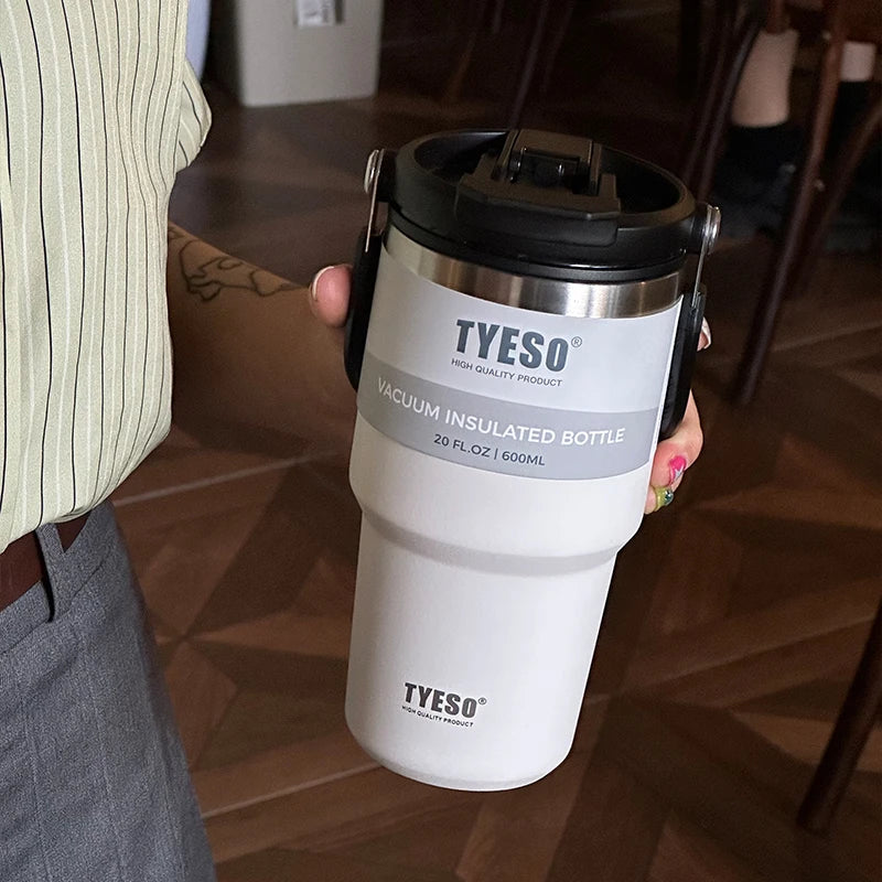 Tyeso 600/750/900/1050/1200ML Stainless Steel Thermos Bottle Car Coffee Cup Sports Water Bottles Keeps Cold and Heat Thermal Mug