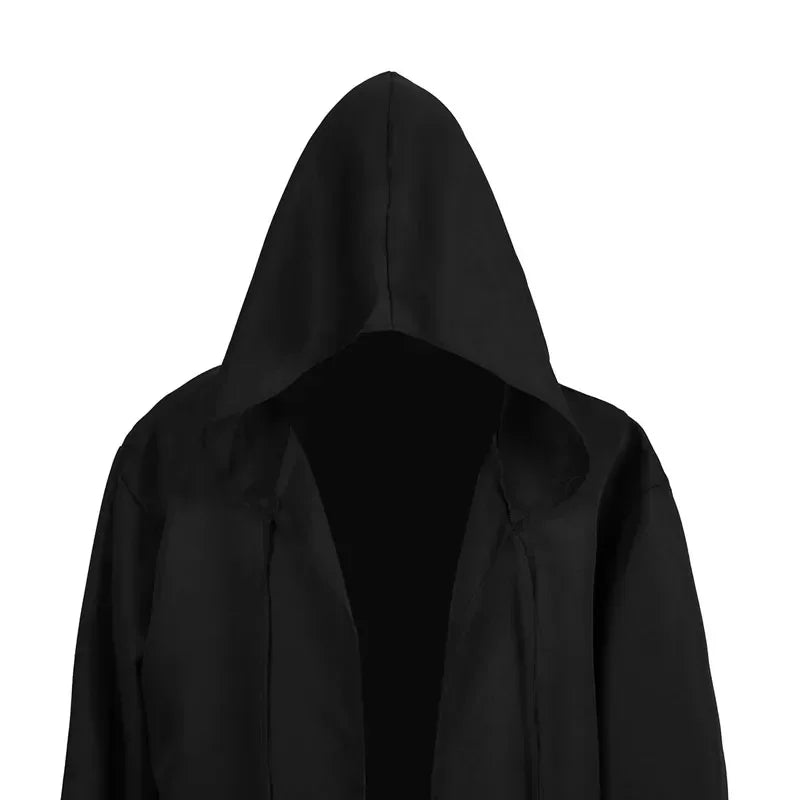 Halloween Cloak Cosplay Costume Adults Sorcerer Long Shirt Hooded Black Robe Costume Wizard Tunic Hooded Robe