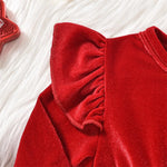 Christmas Party Baby Girls Clothes Cute Princess Velvet Newborn Romper Dress Winter Long Sleeve Santa Jumpsuit Hat Infant Outfit