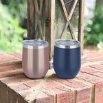 KUUJOJO 12 oz Wine Glass with Lid Stemless Wine Glass Double Walled Vacuum Travel Mug Stainless Steel Coffee Mug