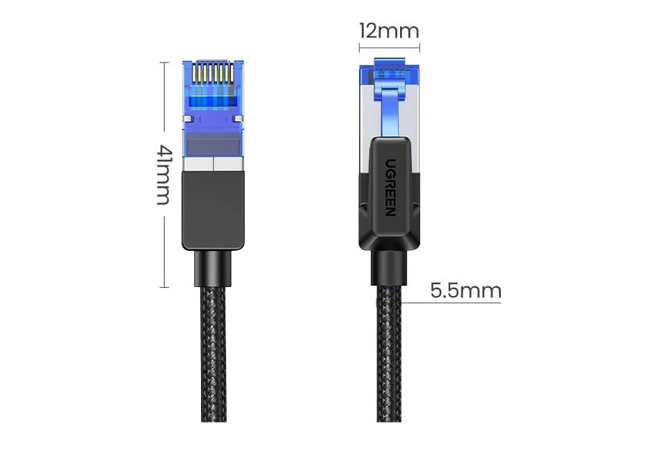 UGREEN CAT8 Ethernet Cable 40Gbps 2000MHz CAT 8 Networking Cotton Braided Internet Lan Cord for PC Laptop PS5 4 RJ45 Cable