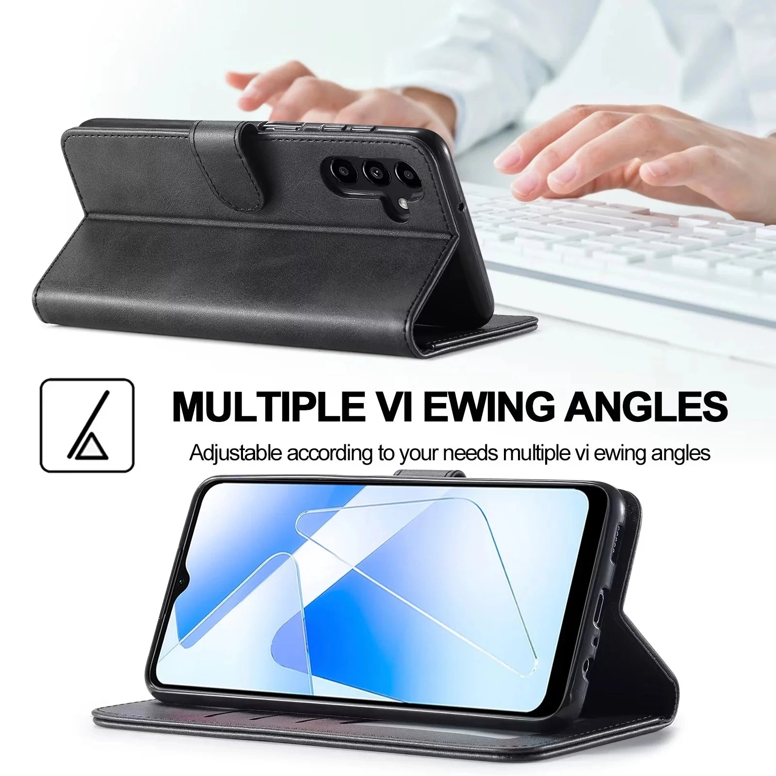 Leather Flip Case For Samsung Galaxy A55 A15 A25 A35 A16 A36 A06 A56 A17 A05S A14 A24 A34 A54 A13 A23 A33 A53 Wallet Cover A52