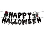 Halloween Tableware Set Horror Themed Disposable Party Tableware Festival Decoration Props Banner Paper Plates Tablecloth Set