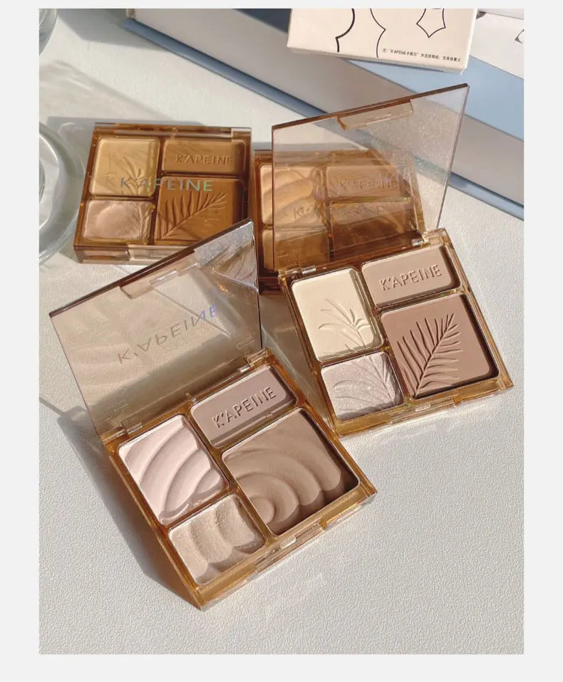 3D Facial Contouring Bronzer Cosmetics Brightening Beige Matte Highlights Palette Four-color Eye Shadow Nose Powder Makeup