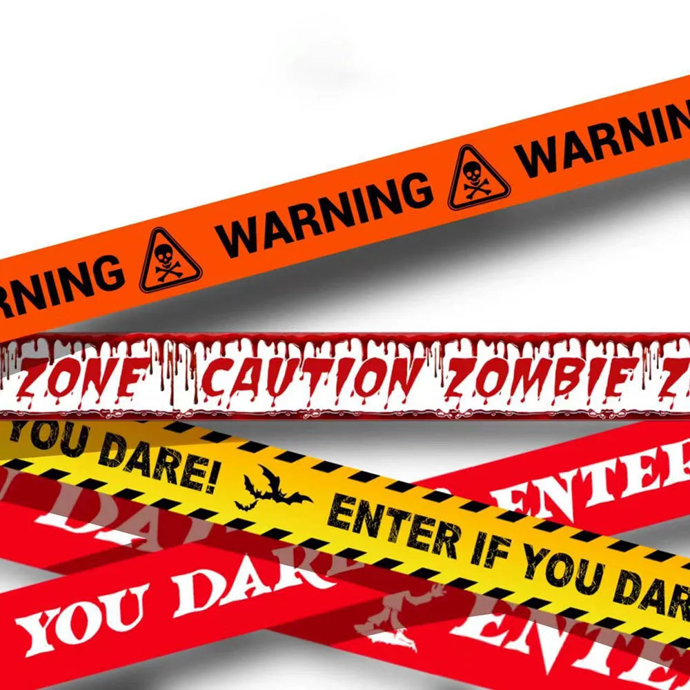 Halloween Warning Tape Signs Banner Halloween Props Window Prop Party Danger Warning Line Halloween Party Decoration Supplies
