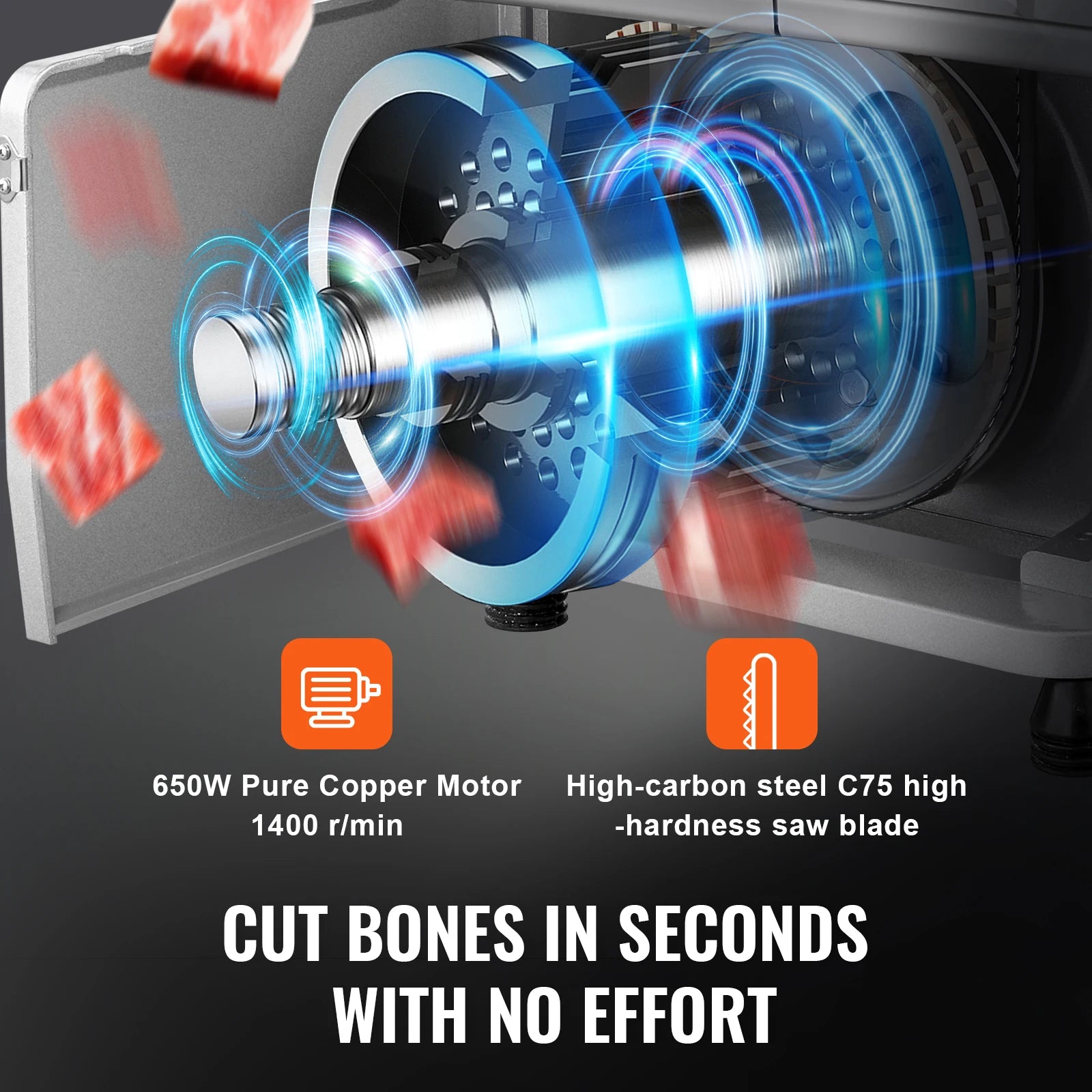 SucceBuy Commercial Electric Meat Bandsaw 650W 1800W Stainless Steel Countertop Bone Sawing Machine Frozen Fish Cutter for Pork