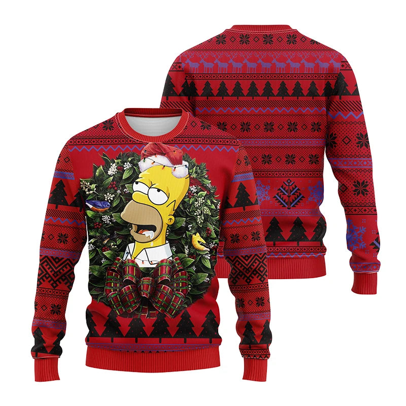 2026 Hot The Simpsons Print Sweatshirt Winter Christmas Ugly Hoodie Women's Casual Pullover Harajuku Festive Streetwear Y2k Top