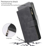 Premium Leather Wallet Case For iPhone 16 15 14 13 12 11 17 Pro Max Plus 17Air 16e Zipper Wallet Card Slots Magnetic Flip Cover