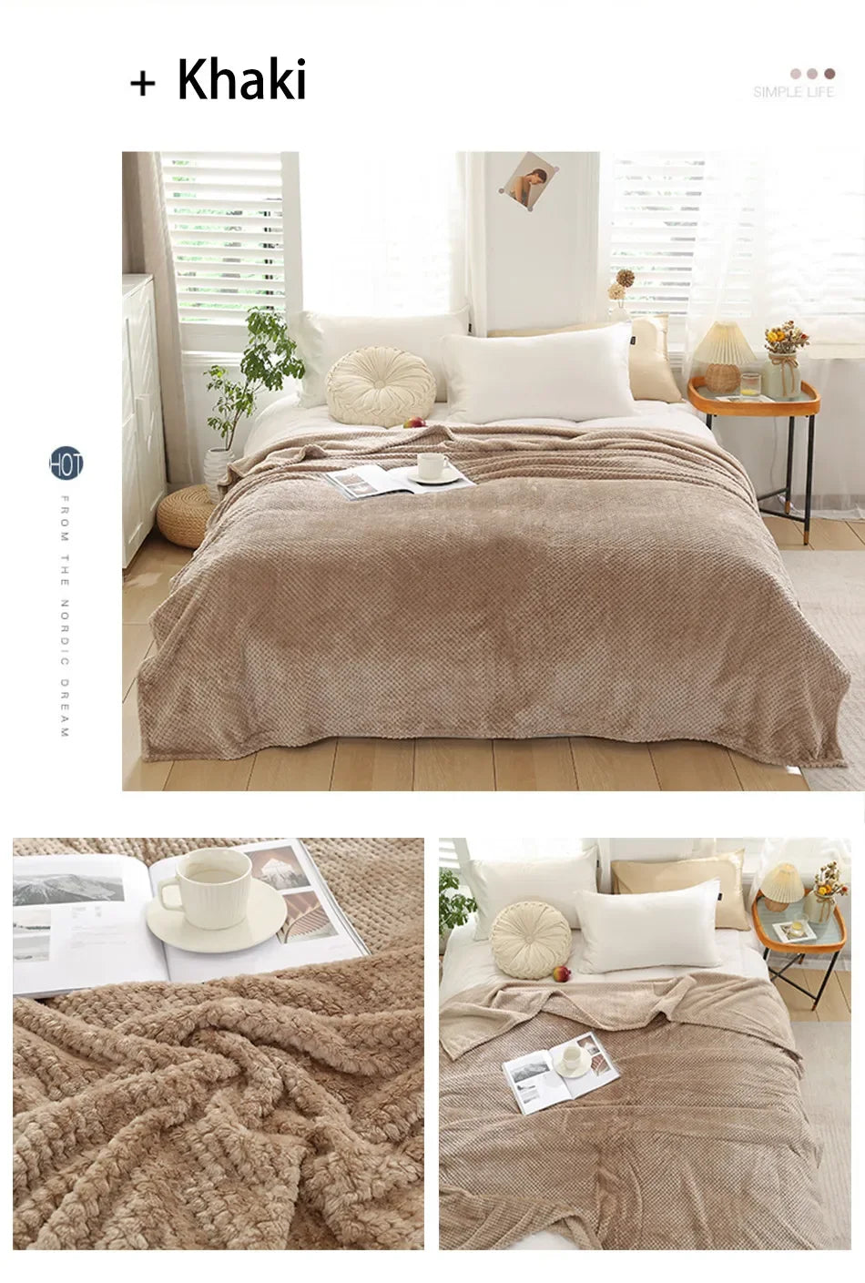 Japan Style Coral Fleece Blankets 300gsm Spring Summer Soft Fluffy Faux Fur Mink Throw Solid Sofa Cover Bedspread Plaid Blankets