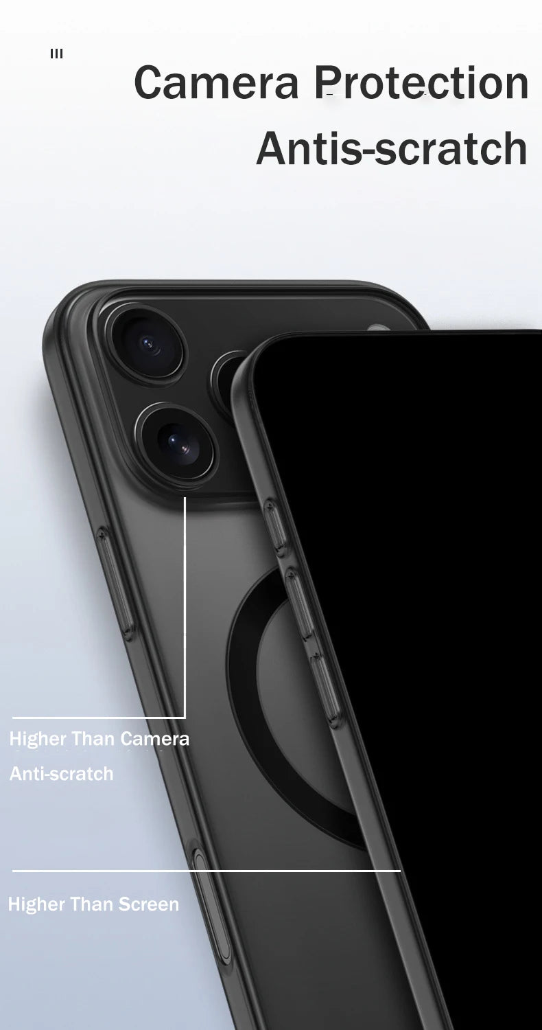 Luxury Matte Ultra Thin Clear For Magsafe Wireless Charge Case For iPhone 17 Air 16E 15 14 Plus 13 12 11 Pro Max Hard PC Cover