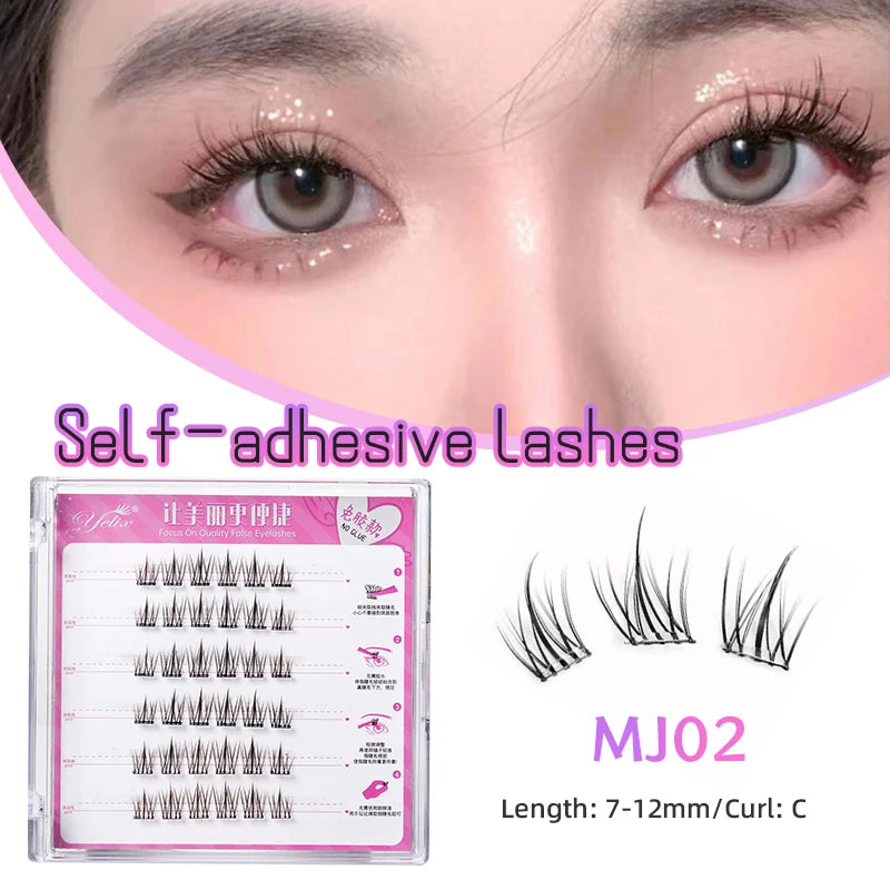 Yelix large capacity Self-Adhesive Eyelashes No Glue Fake Lashes Extensions Reusable for Makeup Soft Mink Eyelashes