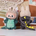 13CM Plush Doll Clothes for Labubu Doll's Clothes 6-Piece Set Dinosaur Animal Suit with Hat Outfit Accessories Dolls Clothing