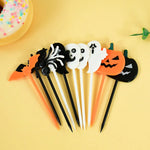 20/50Pcs Halloween Toothpicks DIY Cupcake Topper Pumpkin Ghost Dessert Fruit Picks Sticks Halloween Party Decoration Supplies