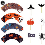 Halloween Pumpkin Tableware Black Orange Halloween Paper Plates Cups Napkins Banner Tablecloth Halloween Night Party Supplies