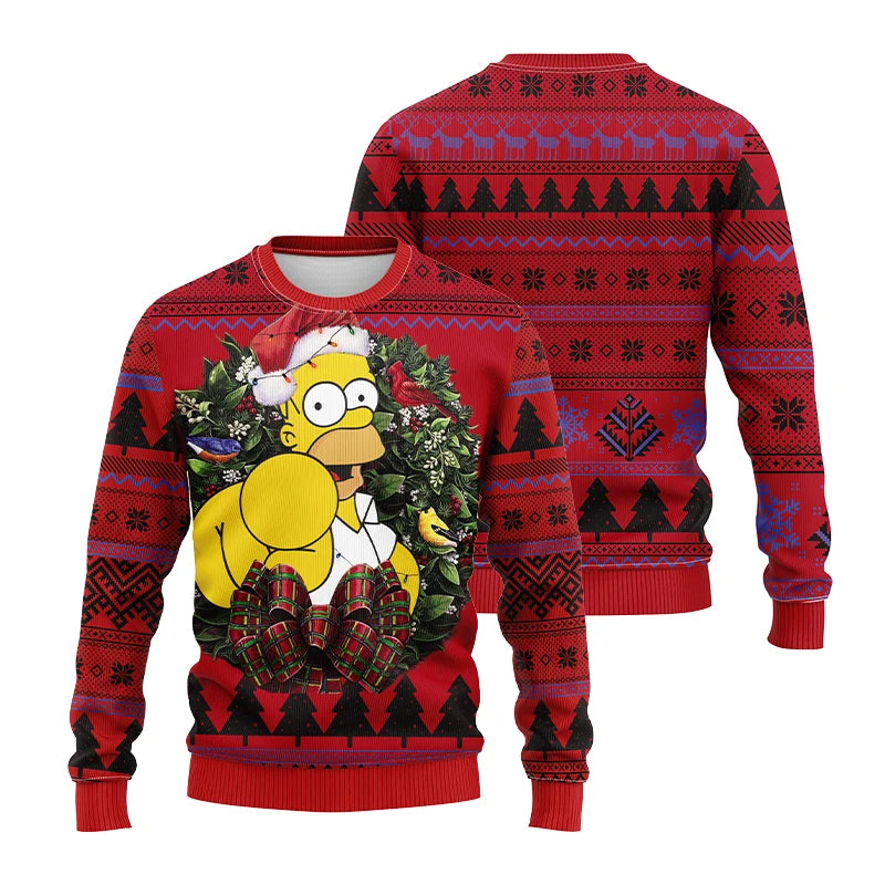 2026 Hot The Simpsons Print Sweatshirt Winter Christmas Ugly Hoodie Women's Casual Pullover Harajuku Festive Streetwear Y2k Top