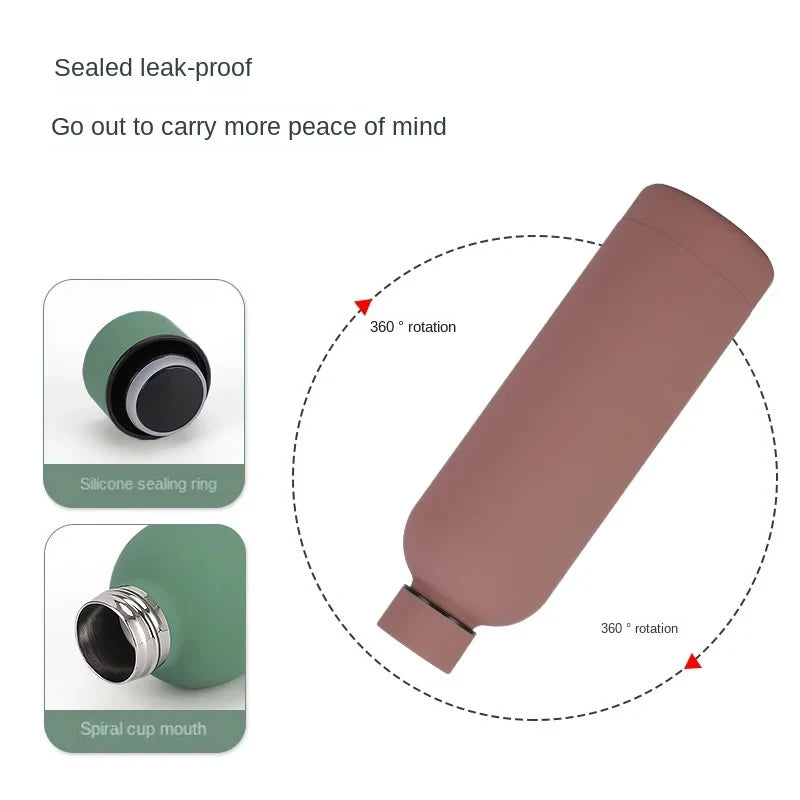 500/750ML Small Mouth Thermos Cup, Outdoor Stainless Steel Bottle, Rubber Paint Sports Kettle, Thickened Double Water Cup